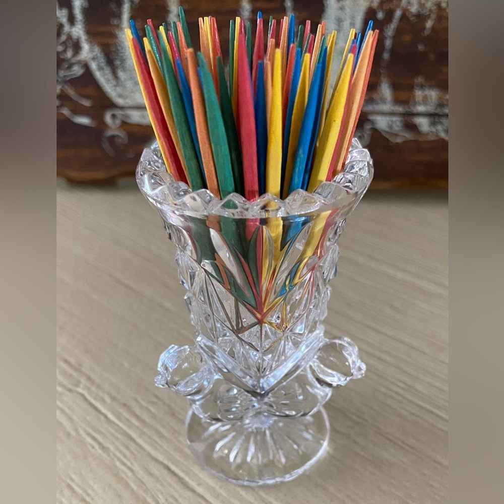 Hofbauer Byrdes Crystal Toothpick Holder Mini Vase Crystal Bird Decor Vintage